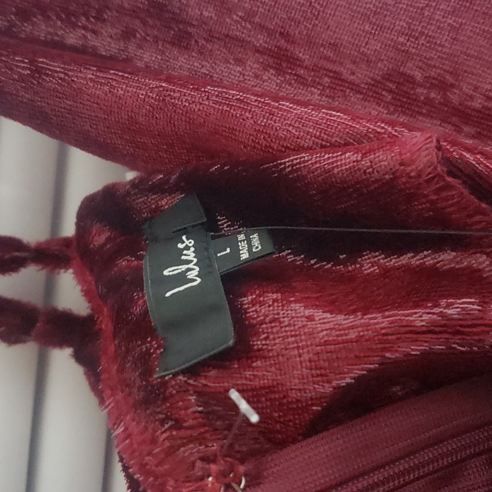 NWT Lulus L Stunning Ways Wine Red Velvet Sleeveless Mini Dress - Picture 10 of 15